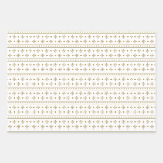 Modern Goud Wit Geometrische Stripe Kerstmis Inpakpapier Vel (Voorkant 2)
