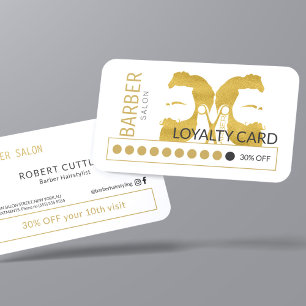 Modern goud wit kapper salon loyaliteit punch visitekaartje