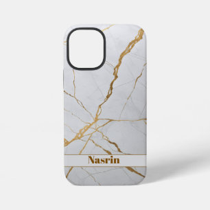 Modern Goud & Wit Marmer Minimalistische Luxe iPhone 12 Mini Hoesje