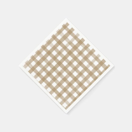 Modern Goud & Wit Plaid Bruiloft Servet (Hoek)