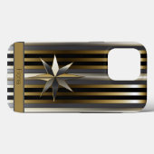 Modern Goud Zilver & Zwart Gestreept met Ster Case-Mate iPhone Case (Achterkant (horizontaal))