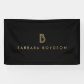  Modern Goud/Zwart Monogram Logo Spandoek (Horizontaal)