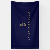  Modern Goud/Zwart Monogram Logo Spandoek (Verticaal)