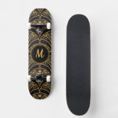 Modern Goud Zwart Stijlvol Elegant Monogram Custom Skateboard (Voorkant)