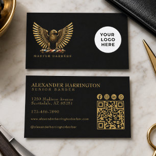 Modern Gouden Adelaar Kapperszaak Logo Kapper Visitekaartje
