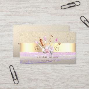 Modern gouden confetti, strepen, bakkerij gereedsc visitekaartje