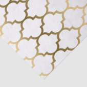 Modern Gouden en Wit Patroon Quatrefoil Tissuepapier (Detail)