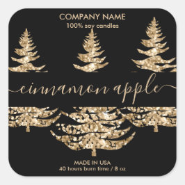 Modern Gouden Glitter Kerstboom Kaars label