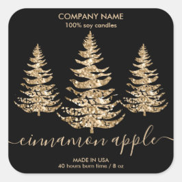 Modern Gouden Glitter Kerstboom Kaars label