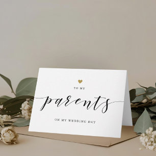 Modern Gouden Hart aan Mijn Ouders op Mijn Trouwda Bedankkaart