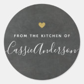 Modern Gouden Hart Chalkboard Uit de Keuken van Ronde Sticker (Voorkant)
