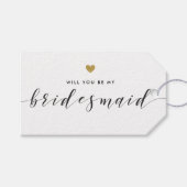 Modern Gouden Hartjes Wil Je Mijn Bruidsmeisje Zij Cadeaulabel (Voorkant (Horizontaal))