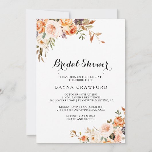 Modern Gouden Herfst Bloemen Vrijgezellenfeest Kaart (Voorkant)