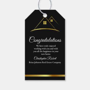 Modern Gouden Huis Logo Vastgoed Cadeaulabel