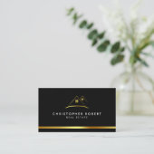 Modern Gouden Huis Logo Vastgoed Zakelijke Kaart Visitekaartje (Staand voorkant)