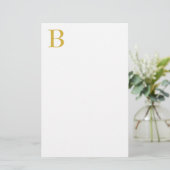 Modern Gouden Kleur Monogram Naam toevoegen Initia Briefpapier (Staand voorkant)