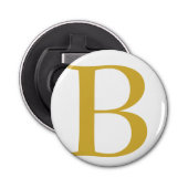 Modern Gouden Kleur Monogram Naam toevoegen Initia Button Flesopener (Voorkant)