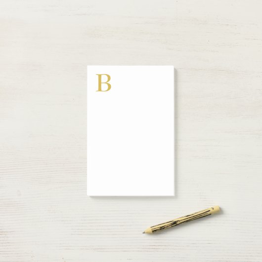 Modern Gouden Kleur Monogram Naam toevoegen Initia Post-it® Notes (Op bureau)