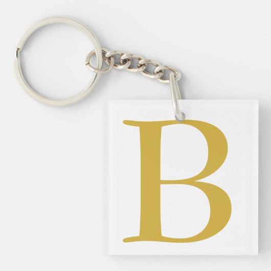 Modern Gouden Kleur Monogram Naam toevoegen Initia Sleutelhanger (voorkant)