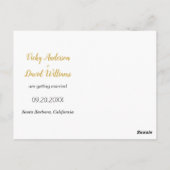 Modern gouden script bruiloft Bewaar de Date foto Briefkaart (Achterkant)