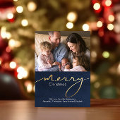 Modern Gouden Script Eenvoudige Vrolijke Kerstmisf Feestdagenkaart