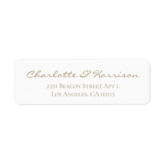 Modern gouden script elegant chic bruiloft adres etiket (Voorkant)