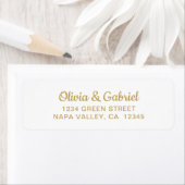 Modern gouden script. White Wedding Return-adres Etiket (Insitu)