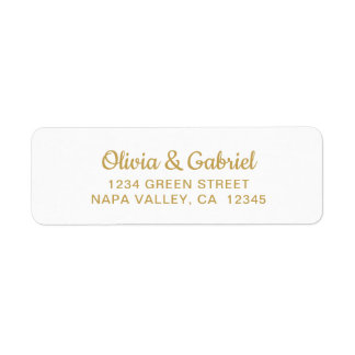 Modern gouden script. White Wedding Return-adres Etiket