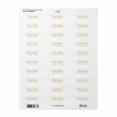 Modern gouden script. White Wedding Return-adres Etiket (Full Sheet)