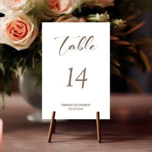 Modern Gouden Tekst Trouwtafel Nummer Kaart