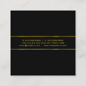 Modern Gouden Tekst Zwart Stijlvolle Minimalistisc Vierkante Visitekaartje (Achterkant)