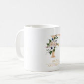 Modern Gouden Waterverf Bloemenletter F | Monogram Koffiemok (Voorkant links)