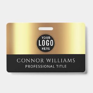 Modern Gouden Zwarte Logo Personeels-ID Badge