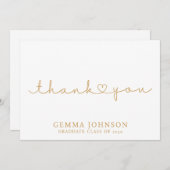 Modern goudminimalistisch Afstuderen Bedankkaart (Voorkant / Achterkant)