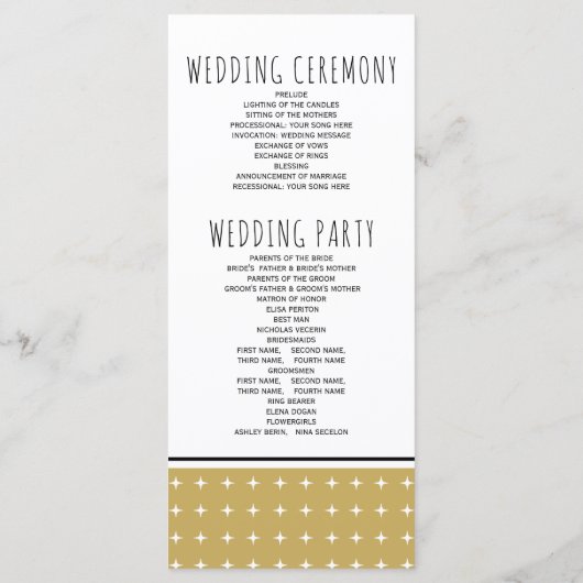 Modern goudtipografisch geometrisch trouwprogramma programma (Achterkant)