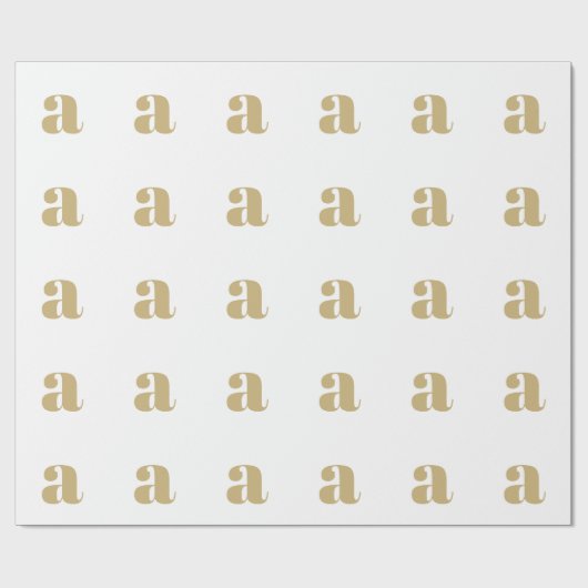 Modern goudwit custom initiaal letter monogram cadeaupapier (Vlak)