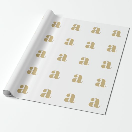 Modern goudwit custom initiaal letter monogram cadeaupapier (Uitgerold)