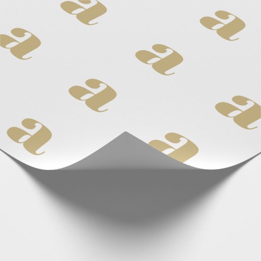 Modern goudwit custom initiaal letter monogram cadeaupapier (Hoek)