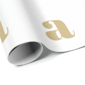 Modern goudwit custom initiaal letter monogram cadeaupapier (Rol Hoek)