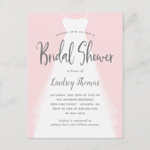 Modern Gown Bridal Shower Briefkaart