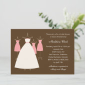 Modern Gowns Bridal Shower Invitation - Roze Kaart (Staand voorkant)