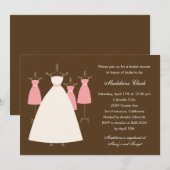 Modern Gowns Bridal Shower Invitation - Roze Kaart (Voorkant / Achterkant)