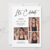 Modern Grad Cap Script 4 Photo Simple Graduation Kaart (Achterkant)