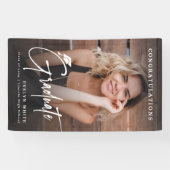 Modern Grad Cap Script Photo Graduation Party Spandoek (Horizontaal)