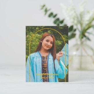 Modern Grad Photo Postcard - Minimal Announcement Briefkaart