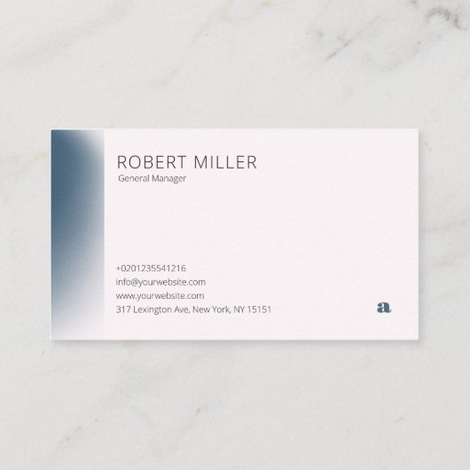 Modern Gradient Blur Noise Letter Grijs Blauw Visitekaartje (Achterkant)