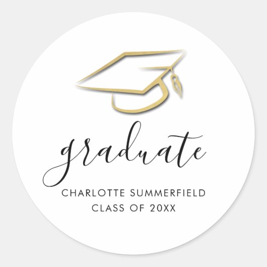 Modern Graduation Cap Tassel 2025 Afstudeerder Ronde Sticker (Voorkant)
