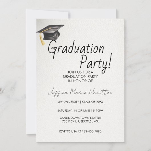 Modern Graduation Invitation Template (Devant)