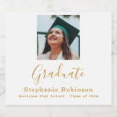 Modern Graduation Party 2024 foto goud Sparkling Wijnetiket (Enkel label)