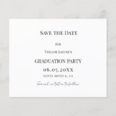 Modern Graduation Party guy budget Save the Date Flyer (Achterkant)